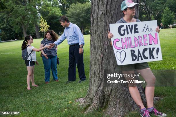 Dr. William Kennedy Smith greets attendees of a rally on the East Front lawn of the Capitol to condemn the separation and detention of families at...