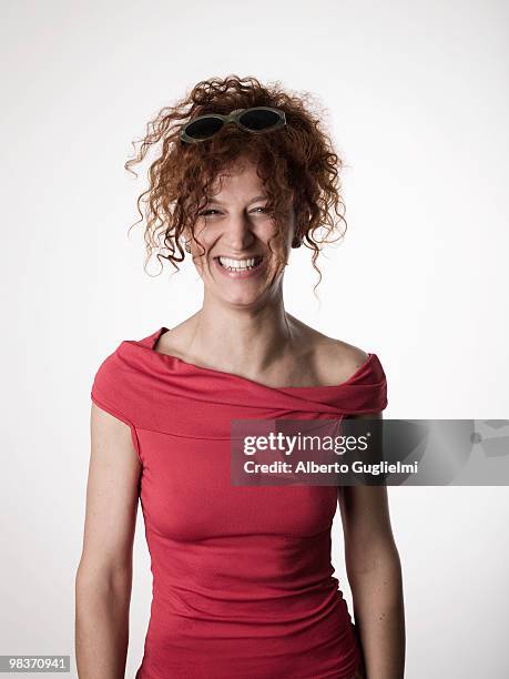 red headed woman laughs. - alberto guglielmi imagens e fotografias de stock