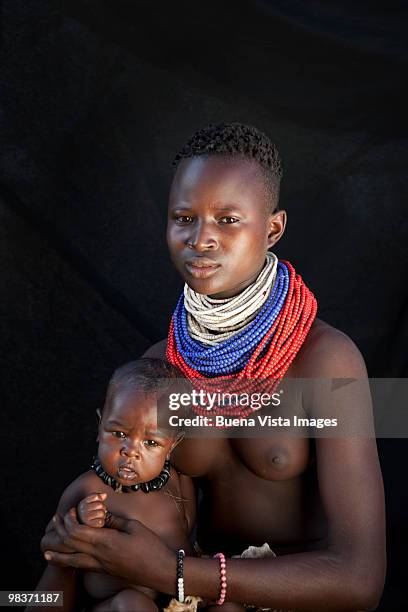 karo mother with son - omo valley stock pictures, royalty-free photos & images