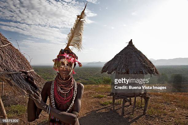 karo tribe woman - omo valley stock pictures, royalty-free photos & images