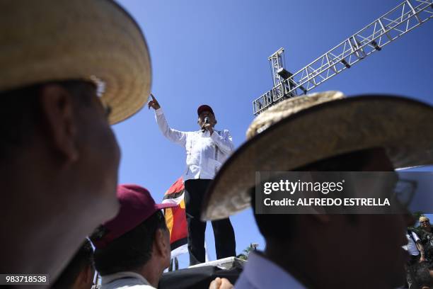 Mexico's presidential candidate for the MORENA party, Andres Manuel Lopez Obrador, delivers a speech during a campaign rally in Acapulco, Guerrero...