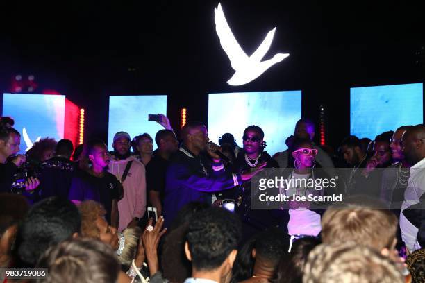 Jamie Foxx and Quavo attend the 2018 BET Awards After Party hosted by Grey Goose and Jamie Foxx on June 24, 2018 in Los Angeles, California.