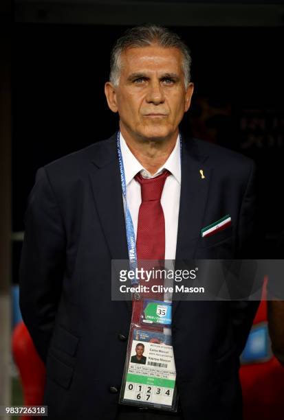 Carlos Queiroz, Head coach of Iran looks on during the 2018 FIFA World Cup Russia group B match between Iran and Portugal at Mordovia Arena on June...