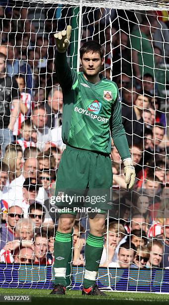 Craig Gordon of Sunderland during the Barclays Premier League match between West Ham United and Sunderland at Upton Park on April 10, 2010 in London,...