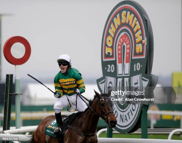 Don't Push It and Tony McCoy win the John Smith's Grand National Steeple Chase at Aintree racecourse on April 10, 2010 in Liverpool, England.