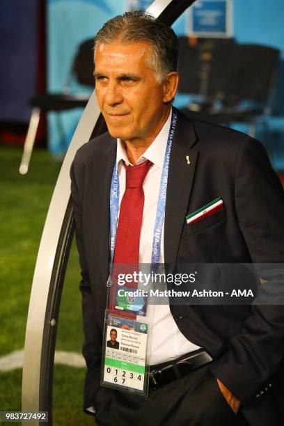 Carlos Queiroz head coach / manager of IR Iran looks on prior to the 2018 FIFA World Cup Russia group B match between Iran and Portugal at Mordovia...