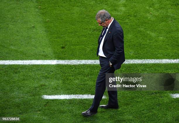 Fernando Santos, Head coach of Portugal looks on during the 2018 FIFA World Cup Russia group B match between Iran and Portugal at Mordovia Arena on...