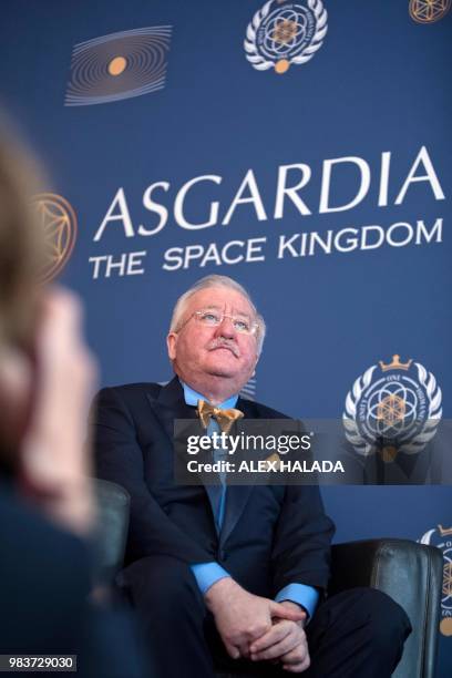 The first Head of Nation of the proposed new state "Asgardia", Russian scientist and businessman Igor Ashurbeyli answers questions during an...