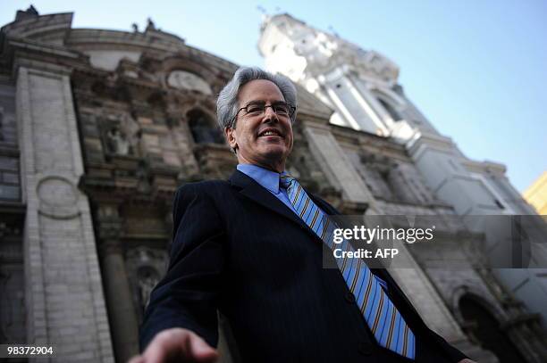 Assistant Secretary of State for Western Hemisphere Affairs Arturo Valenzuela leaves Lima's main cathedral, before a meeting with Peruvian President...