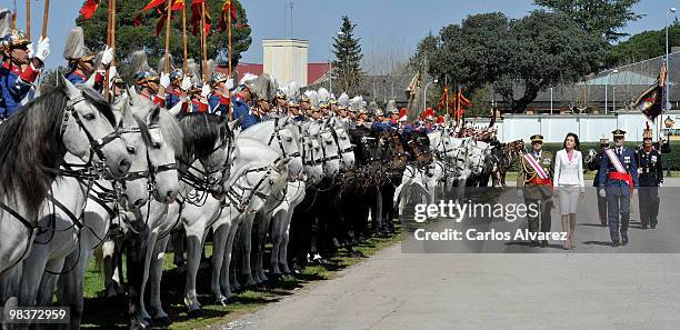 Princess Letizia of Spain attends the Royal Guards Flag Ceremony at the El Pardo Palace on April 10, 2010 in Madrid, Spain.