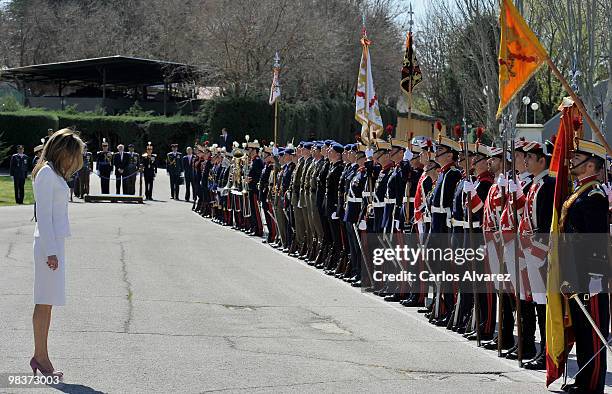 Princess Letizia of Spain attends the Royal Guards Flag Ceremony at the El Pardo Palace on April 10, 2010 in Madrid, Spain.