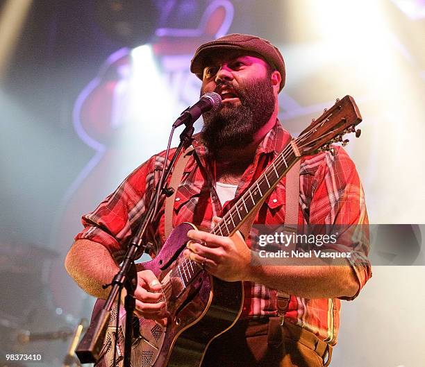 The Reverend Peyton of The Reverend Peyton's Big Damn Band performs at the 2010 Vans Warped Tour Kick-Off party at The Key Club on April 9, 2010 in...