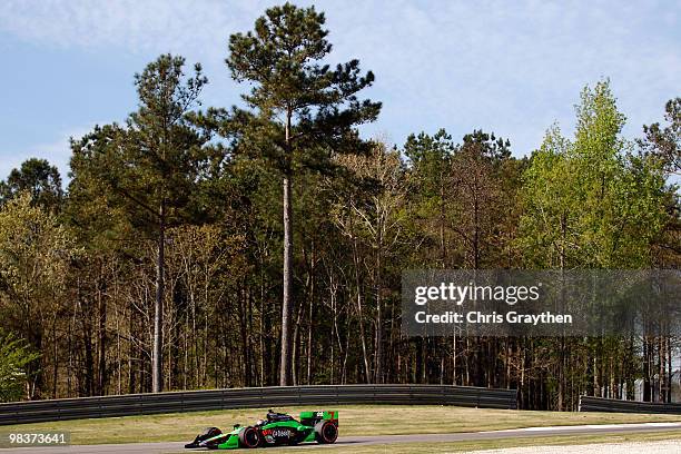 Danica Patrick, driver of the Team GoDaddy.com Andretti Autosport Dallara Honda drives during qualifying for the IRL IndyCar Series Grand Prix of...