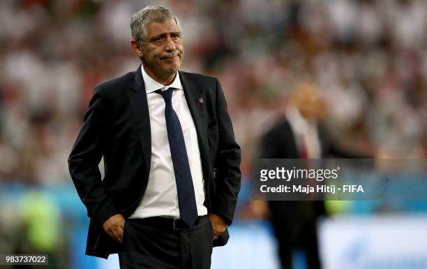 Fernando Santos, Head coach of Portugal looks on during the 2018 FIFA World Cup Russia group B match between Iran and Portugal at Mordovia Arena on...