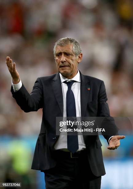 Fernando Santos, Head coach of Portugal looks on during the 2018 FIFA World Cup Russia group B match between Iran and Portugal at Mordovia Arena on...