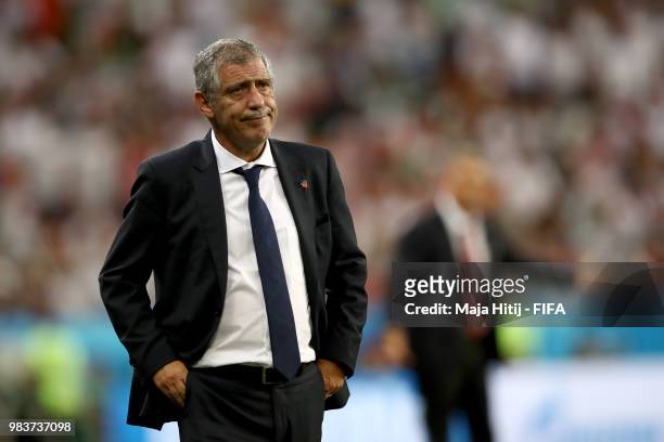 Fernando Santos, Head coach of Portugal looks on during the 2018 FIFA World Cup Russia group B match between Iran and Portugal at Mordovia Arena on...