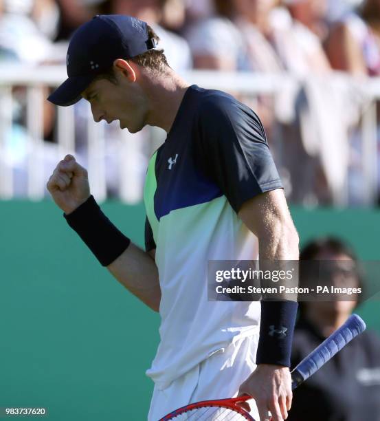 Great Britain's Andy Murray reacts during day two of the Nature Valley International at Devonshire Park, Eastbourne.