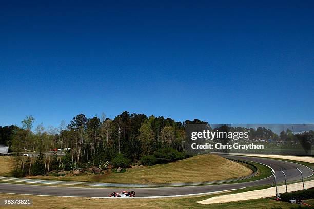 Viso of Venezuela, driver of the PDVSA-Jet Aviation-KVRT KV Racing Technology Dallara Honda drives during qualifying for the IRL IndyCar Series Grand...