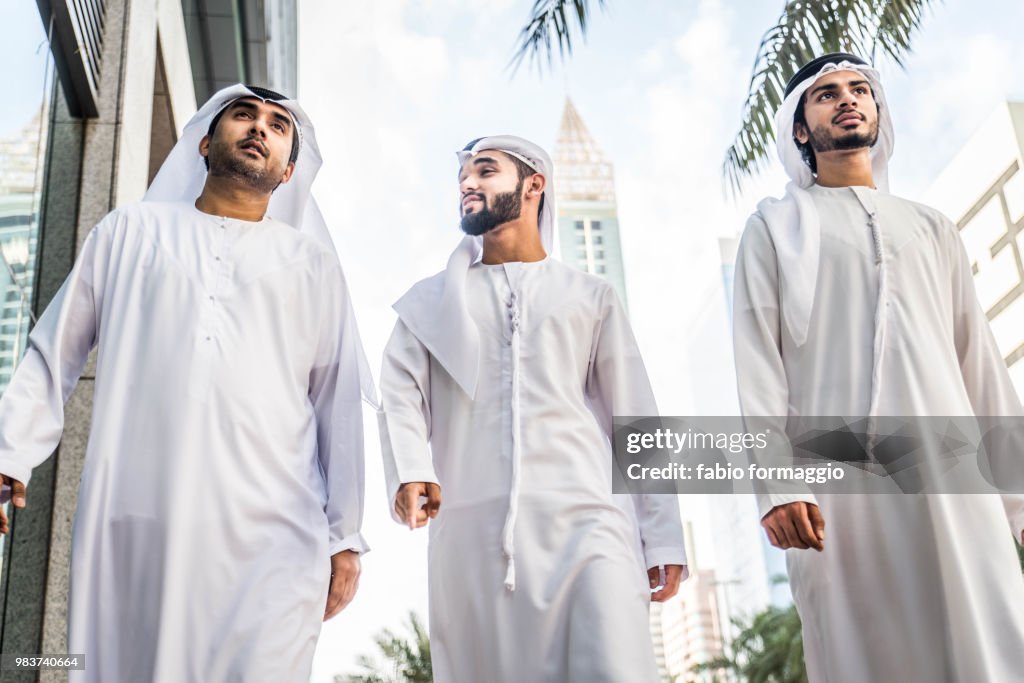 Arabian businessmen meeting outdoors