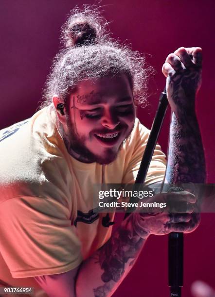 Post Malone performs at Shoreline Amphitheatre on June 24, 2018 in Mountain View, California.