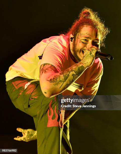 Post Malone performs at Shoreline Amphitheatre on June 24, 2018 in Mountain View, California.