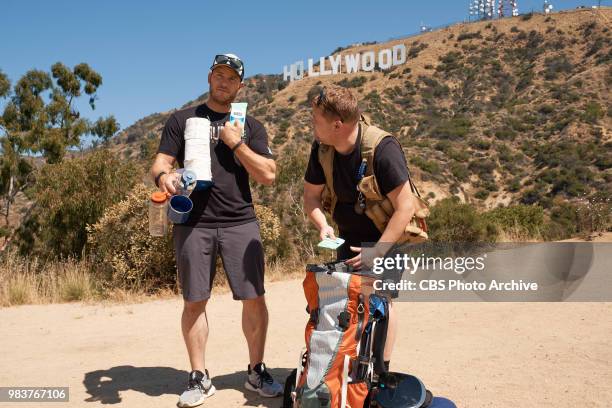 Chris Pratt performs in a sketch with James Corden during "The Late Late Show with James Corden," on the CBS Television Network.