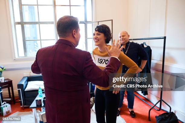 Phoebe Waller-Bridge chats in the green room with James Corden during "The Late Late Show with James Corden," Tuesday, June 19, 2018 On The CBS...