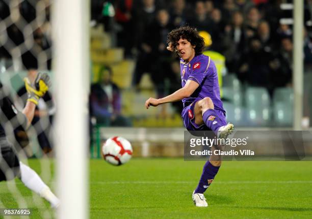 Stevan Jovetic of ACF Fiorentina during the Serie A match between ACF Fiorentina and FC Internazionale Milano at Stadio Artemio Franchi on April 10,...