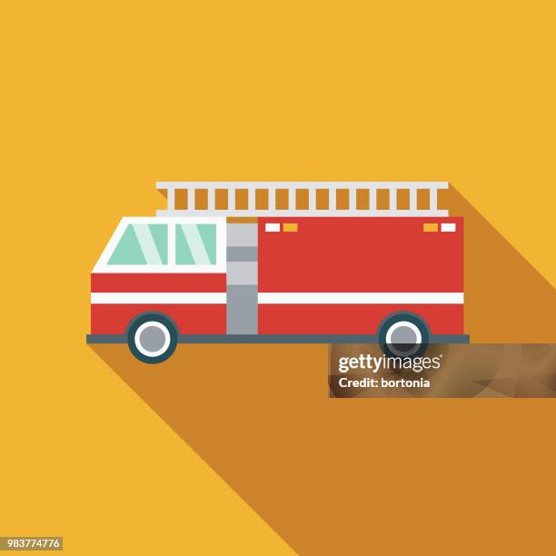 firetruck flat design transportation icon - fire engine stock illustrations