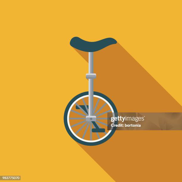 unicycle flat design transportation icon - wheel balancing stock illustrations