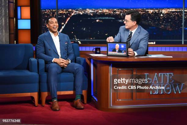 The Late Show with Stephen Colbert and guest Don Lemon during Thursday's June 21, 2018 show.