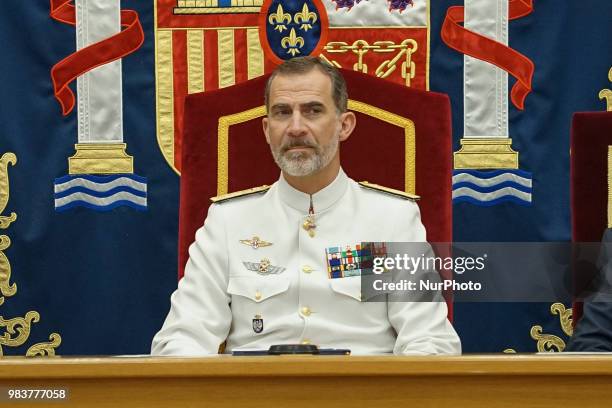 Spain's King Felipe VI during the closing ceremony of the 19th General Staff course of Spanish Armed Forces Academy in Madrid, Spain, 25 June 2018