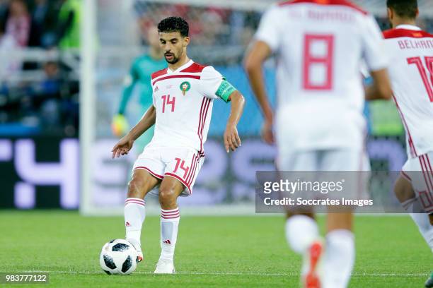 Mbark Boussoufa of Morocco during the World Cup match between Spain v Morocco at the Kaliningrad Stadium on June 25, 2018 in Kaliningrad Russia