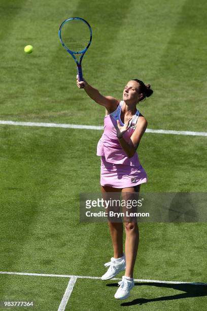 Karolina Pliskova of the Czech Republic in action against Anastasia Pavlyuchenkova of Russia during her first round match on day four of the Nature...