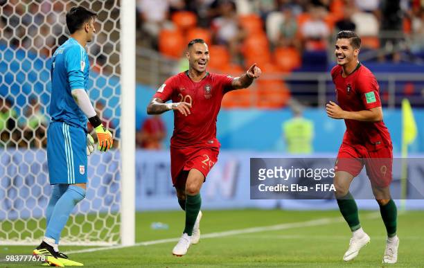 Ricardo Quaresma of Portugal celebrates with teammate Cristiano Ronaldo after scoring his team's first goal during the 2018 FIFA World Cup Russia...