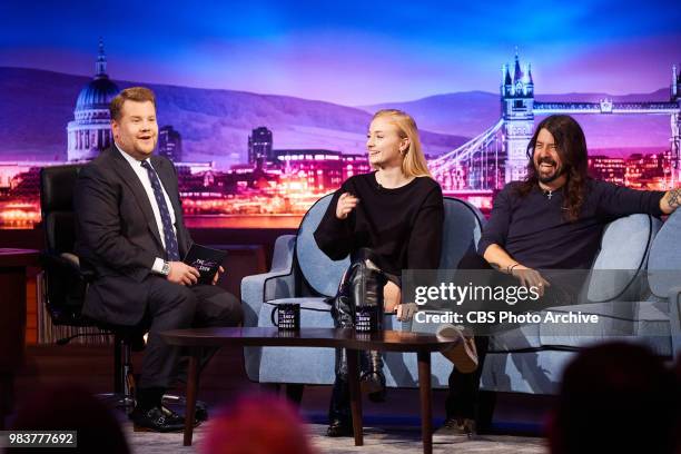 The Late Late Show with James Corden in London, airing Thursday, June 21 with guests Sophie Turner and Dave Grohl.