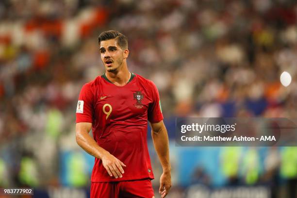 Andre Silva of Portugal looks on during the 2018 FIFA World Cup Russia group B match between Iran and Portugal at Mordovia Arena on June 25, 2018 in...