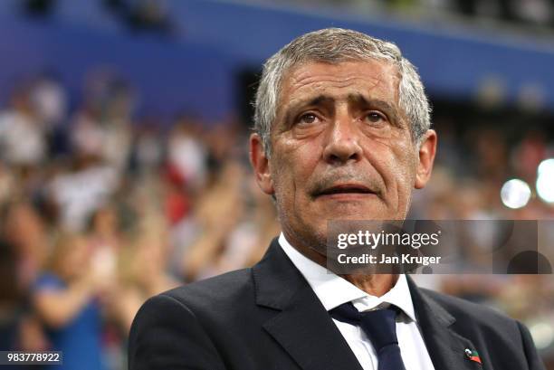 Fernando Santos, Head coach of Portugal looks on during the 2018 FIFA World Cup Russia group B match between Iran and Portugal at Mordovia Arena on...