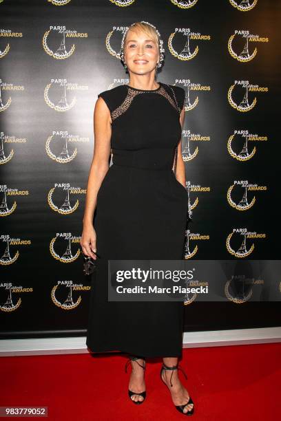 Actress Sharon Stone attends the Paris Art and Movie Awards ceremony at Le Grand Rex on June 25, 2018 in Paris, France.