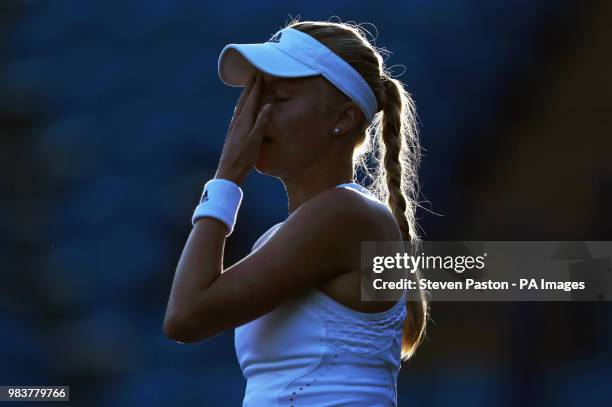 Great Britain's Harriet Dart appears dejected during day two of the Nature Valley International at Devonshire Park, Eastbourne.