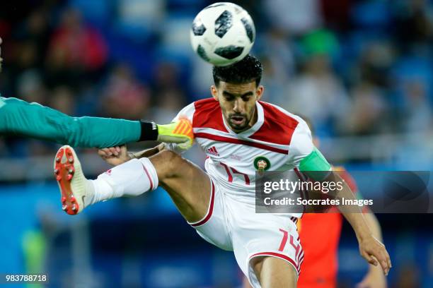 Mbark Boussoufa of Morocco during the World Cup match between Spain v Morocco at the Kaliningrad Stadium on June 25, 2018 in Kaliningrad Russia