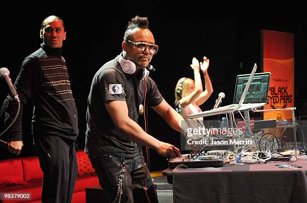 Apl.de.ap and Taboo perform during Bacardi's official concert after party for the Black Eyed Peas at Club Nokia on March 29, 2010 in Los Angeles,...