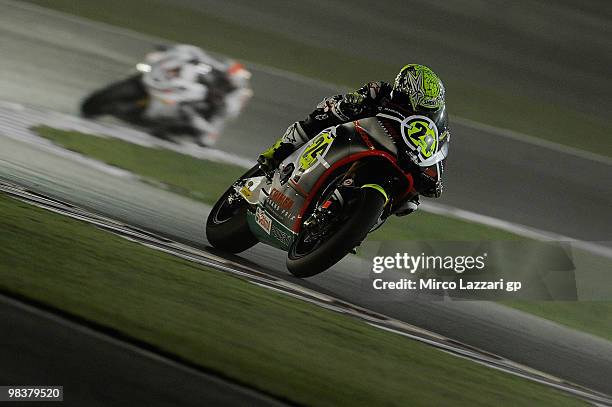 Toni Elias of Spain and Gresini Racing Moto2 heads down a straight during the second day of testing ahead of the Qatar Grand Prix at Losail Circuit...