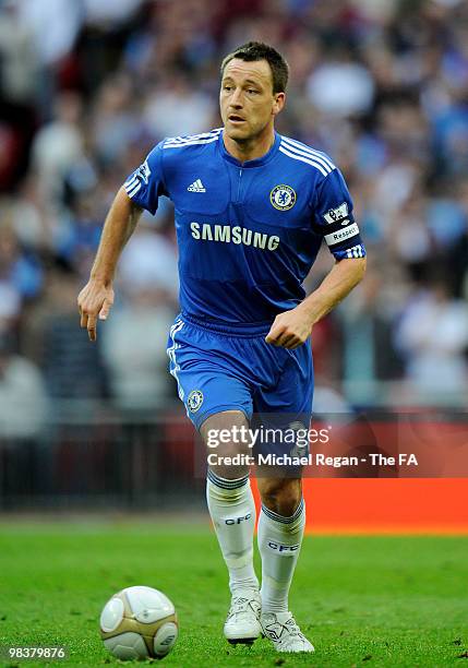 John Terry of Chelsea in action during the FA Cup sponsored by E.ON Semi Final match between Aston Villa and Chelsea at Wembley Stadium on April 10,...