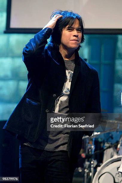 Actor Chaske Spencer attends the 'Twilight: New Moon' fan-event at Hangar 2 of the Tempelhof Airport on April 10, 2010 in Berlin, Germany.