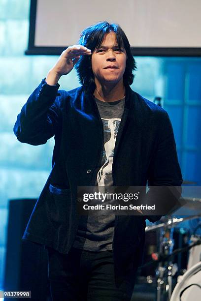 Actor Chaske Spencer attends the 'Twilight: New Moon' fan-event at Hangar 2 of the Tempelhof Airport on April 10, 2010 in Berlin, Germany.