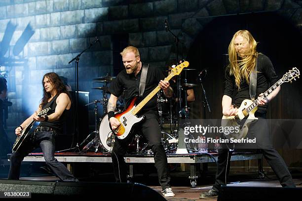 Members of band Audrey Horn perfom at the 'Twilight: 'New Moon' fan-event at Hangar 2 of the Tempelhof Airport on April 10, 2010 in Berlin, Germany.