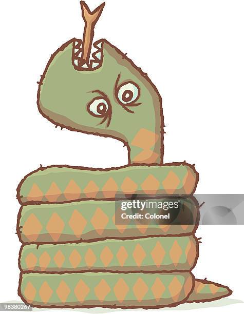 stockillustraties, clipart, cartoons en iconen met pile of snake - gespleten tong