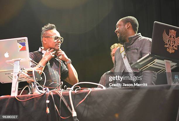 Will.I.Am and apl.de.ap perform during Bacardi's official concert after party for the Black Eyed Peas at Club Nokia on March 29, 2010 in Los Angeles,...