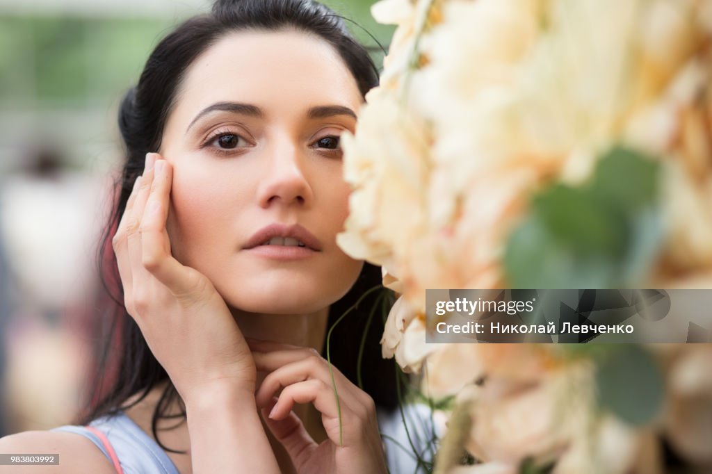 Woman with flowers